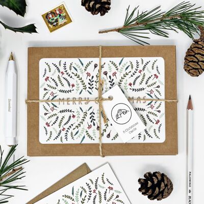 Merry Christmas Pattern - Confezione da 8 carte