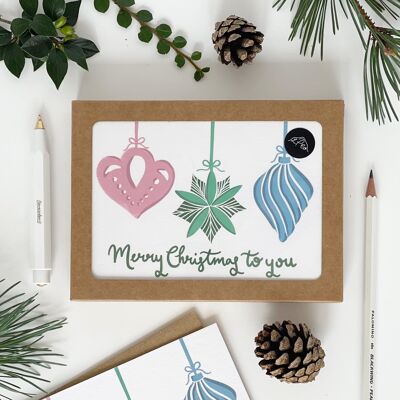 Paquete de tarjetas de adornos de Feliz Navidad para ti