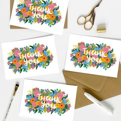 Set of 8 - Thank You Cards - Vintage Design