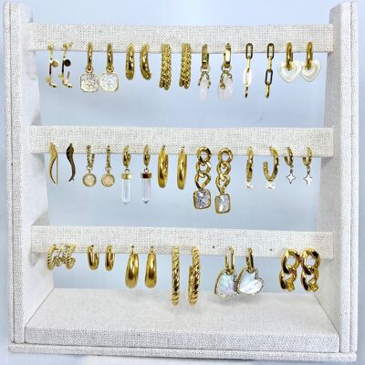 Best seller kit de 20 pendientes dorados de acero inoxidable