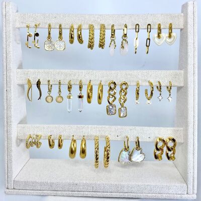 Best seller kit of 20 golden stainless steel earrings