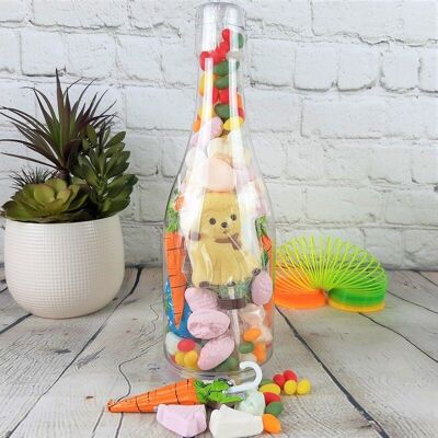 Bottle of Easter candies and chocolates