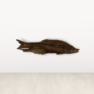 Pesce intagliato a mano in legno galleggiante - (M1.4)
