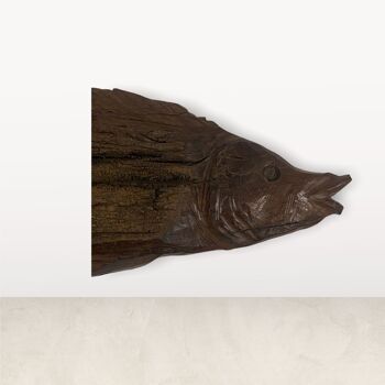 Poisson sculpté à la main en bois flotté - (M1.4) 2