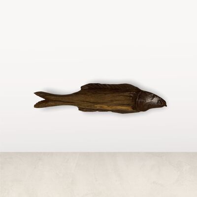 Pesce intagliato a mano in legno galleggiante - (S01.4)