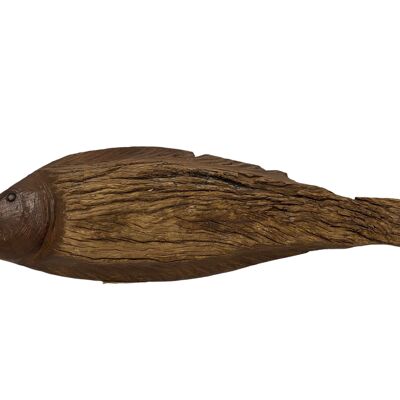 Pescado tallado a mano en madera flotante - S (1104)