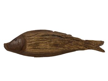 Poisson sculpté à la main en bois flotté - S (1104) 1