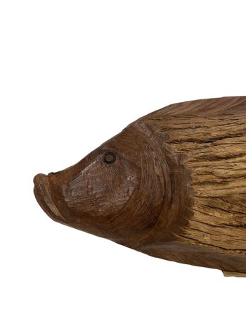 Poisson sculpté à la main en bois flotté - S (1104) 4