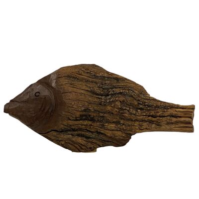 Pescado tallado a mano en madera flotante - S (1105)