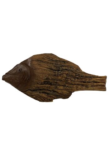 Poisson sculpté à la main en bois flotté - S (1105) 1