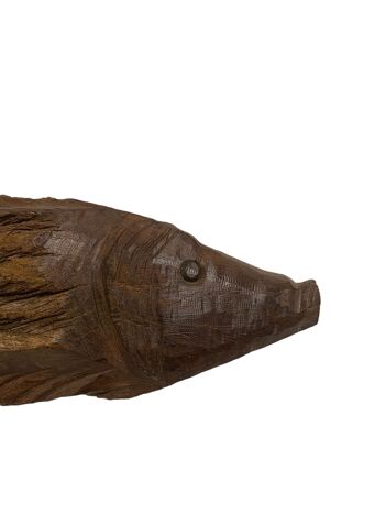 Poisson sculpté à la main en bois flotté - S (1108) 2