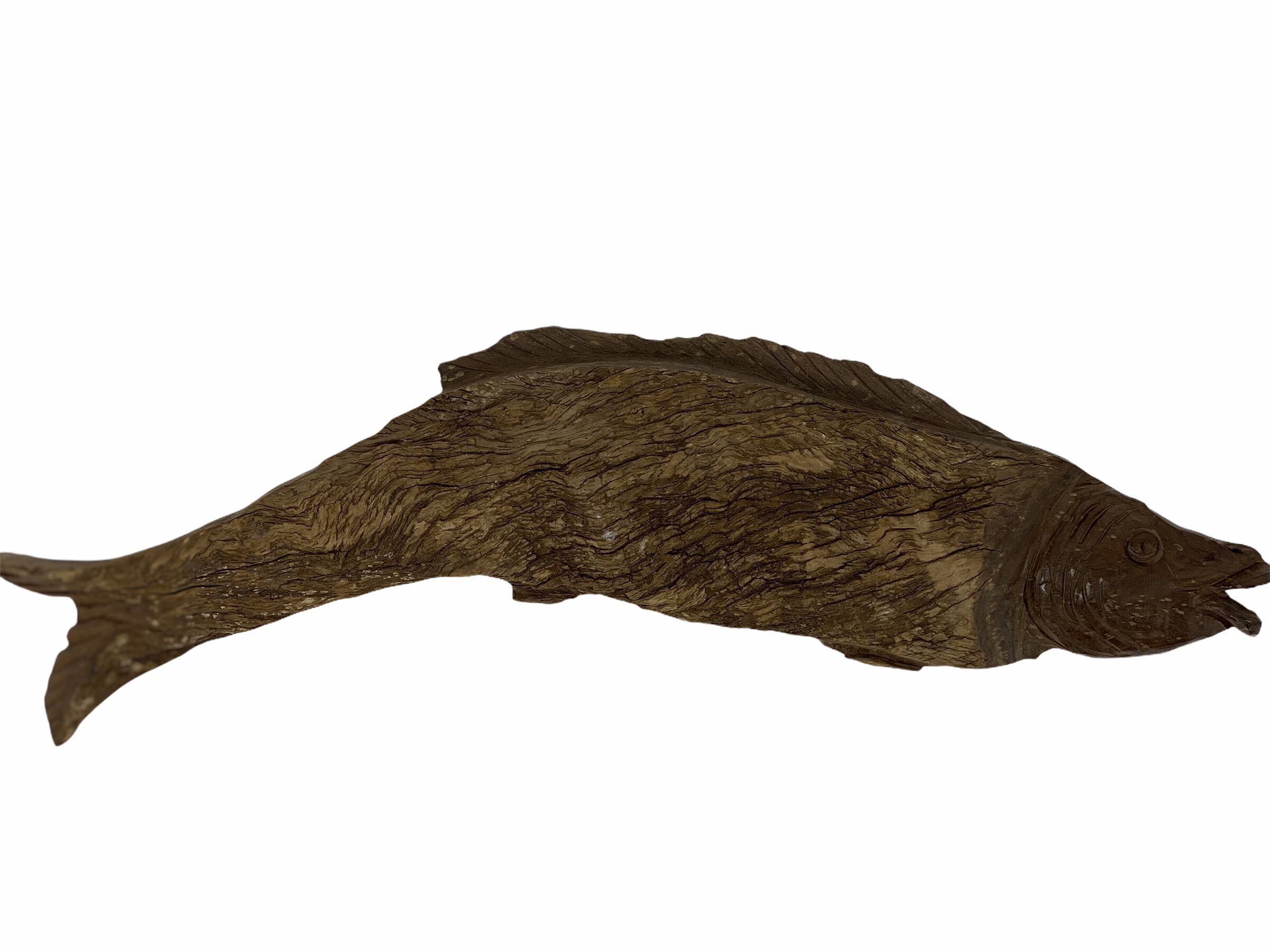 Poisson sculpté à la main en bois flotté - Petit