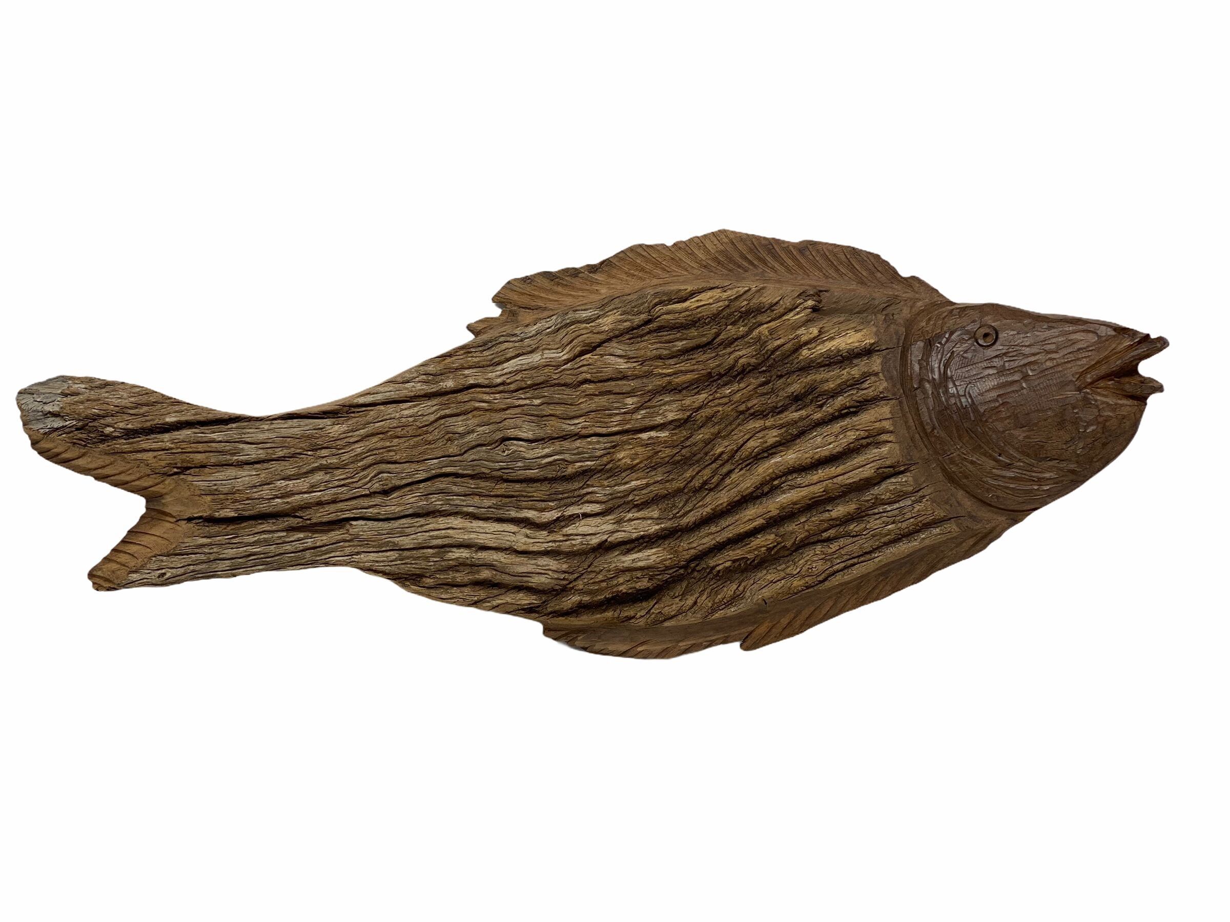 Poisson sculpté à la main en bois flotté - XL