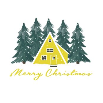Maison jaune scandinave "Joyeux Noël" 6