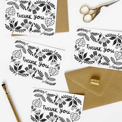 Ensemble de 8 cartes - Cartes de remerciement - Design folklorique