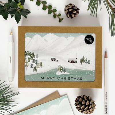 Cartes Merry Christmas Snowy Mountains - Paquet de 8 cartes