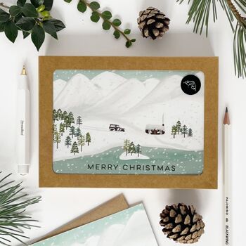 Cartes Merry Christmas Snowy Mountains - Paquet de 8 cartes 1