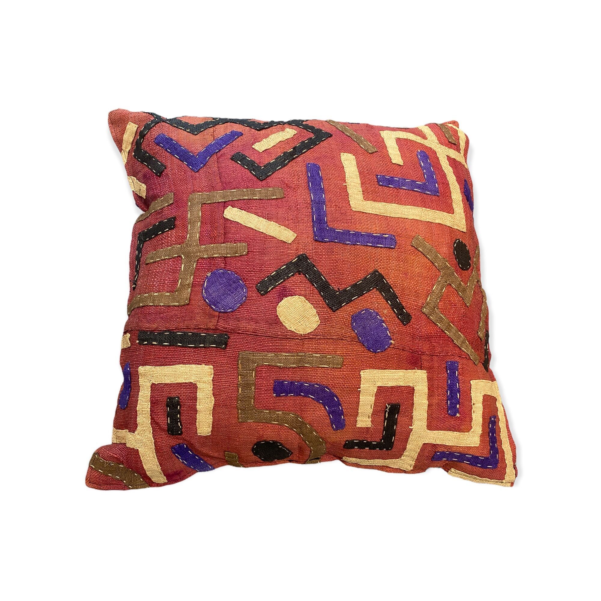 Coussin Tissu Africain Kuba 60x60 (04)