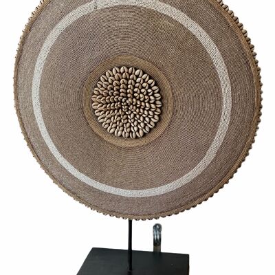 Cameroon Beaded Shield - L - 55cm - Gold & White