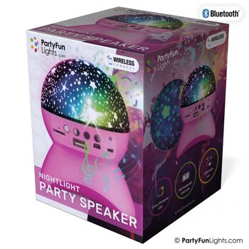 PartyFunLights - Enceinte veilleuse Bluetooth sans fil - effets lumineux - batterie rechargeable - lampe projecteur étoile 3