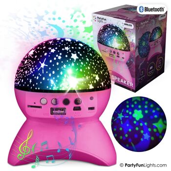 PartyFunLights - Enceinte veilleuse Bluetooth sans fil - effets lumineux - batterie rechargeable - lampe projecteur étoile 4