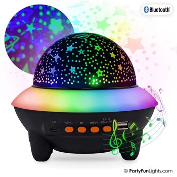 Enceinte Bluetooth UFO Party - effets de lumière - batterie intégrée - avec télécommande - lampe projecteur d'étoiles 2