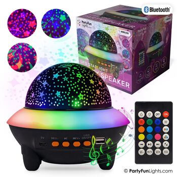 Enceinte Bluetooth UFO Party - effets de lumière - batterie intégrée - avec télécommande - lampe projecteur d'étoiles 4
