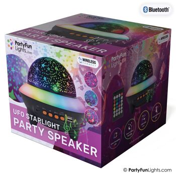 PartyFunLights - Enceinte Bluetooth UFO Party - effets lumineux - batterie intégrée - avec télécommande - lampe projecteur étoile 7