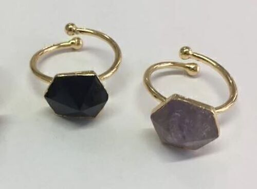 Amethyst Hexagon Pyramid Ring