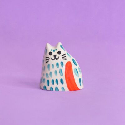 Baby Cats /  Tiny Ceramic Sculptures - Teal