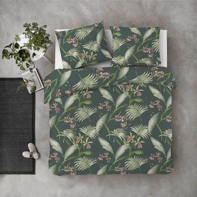 Housses de couette en coton Byrklund 'Greens & flowers' - 240x220+20cm