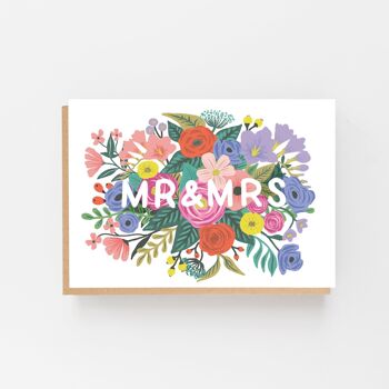 Carte de mariage floral Mr & Mrs 1