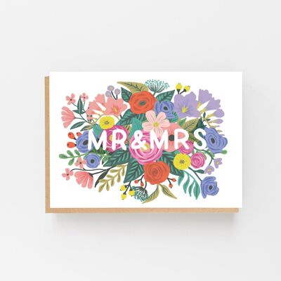 Partecipazione di nozze floreale Mr & Mrs