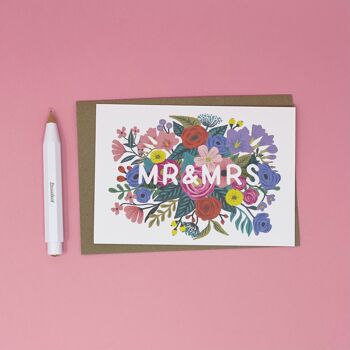 Carte de mariage floral Mr & Mrs 2