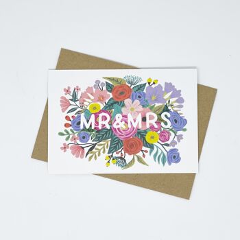 Carte de mariage floral Mr & Mrs 3