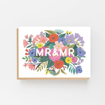 Tarjeta de boda Mr & Mr Floral