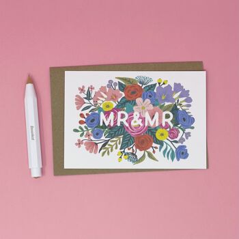 Carte de mariage floral Mr & Mr 2
