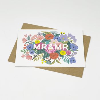 Carte de mariage floral Mr & Mr 4