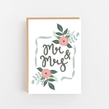 Carte de jour de mariage Mr & Mrs 1