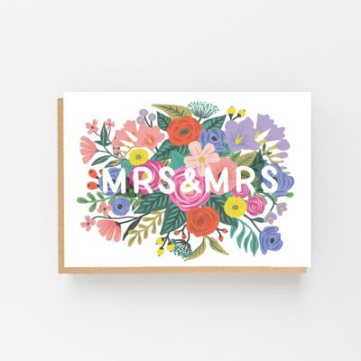 Tarjeta de boda floral señora y señora