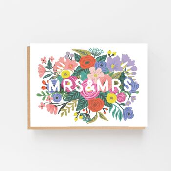 Carte de mariage florale Mme et Mme 1