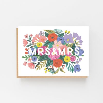 Carte de mariage florale Mme et Mme