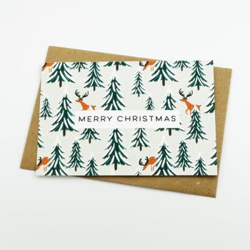 Cartes Joyeux Noël Rennes et Sapins - Paquet de 8 cartes 4