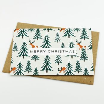 Cartes Joyeux Noël Rennes et Sapins - Paquet de 8 cartes 5