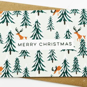 Cartes Joyeux Noël Rennes et Sapins - Paquet de 8 cartes 6