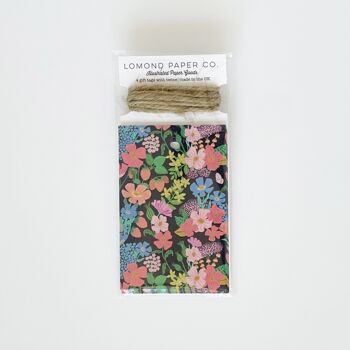 Fleurs d'été - Étiquettes cadeaux noires x 4 1