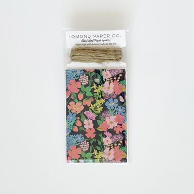 Flores de verano - Etiquetas de regalo negras x 4