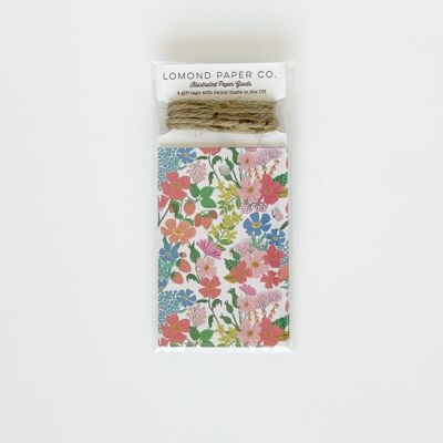 Flores de verano - Etiquetas de regalo color crema x 4