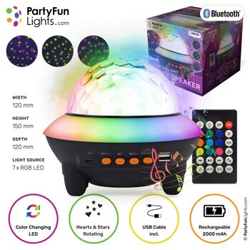 PartyFunLights - Enceinte Bluetooth UFO Party - effets lumineux - batterie intégrée - avec télécommande - lampe projecteur 1