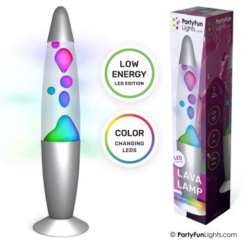 Lampe à lave LED multicolore - change de couleur - technologie économe en énergie - hauteur 34 cm - incl. Adaptateur UE 4